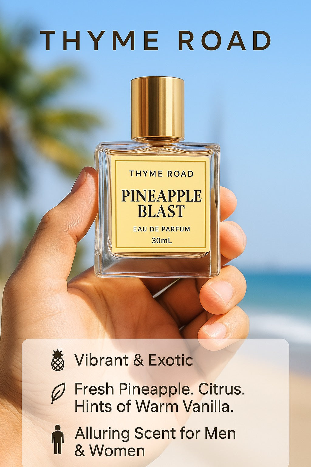 Pineapple Blast by Thyme Road – Bold Unisex Eau de Parfum | Inspired by Creed Aventus | Long-Lasting Fruity Woody Scent – 30 mL